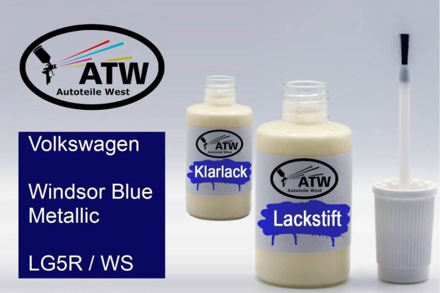 Volkswagen, Windsor Blue Metallic, LG5R / WS: 20ml Lackstift + 20ml Klarlack - Set, von ATW Autoteile West.